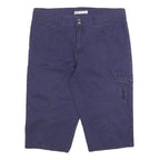 LEE Womens Cotton Blend Navy Blue Cargo Shorts L W34 Easy Fit Casual Pocketed