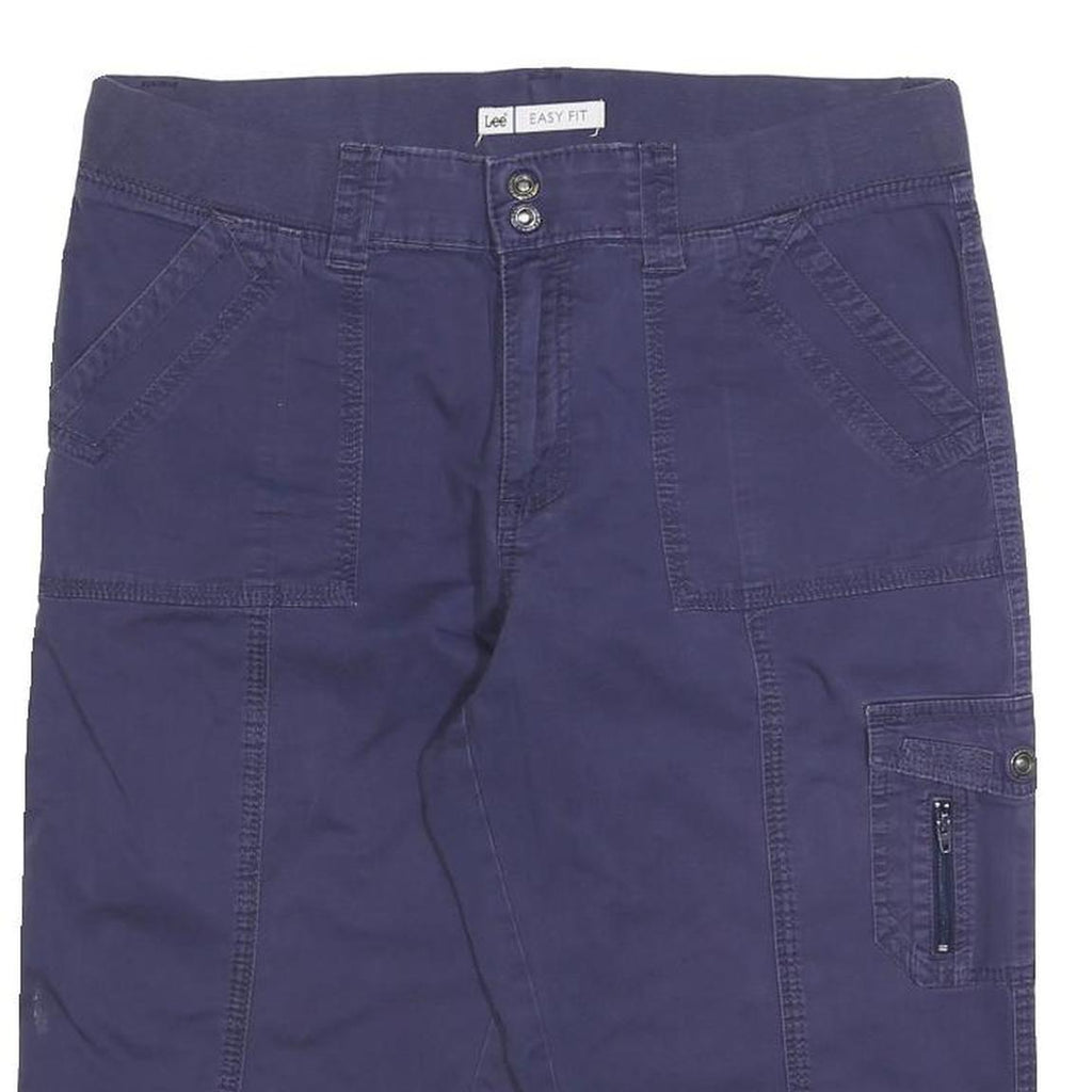 LEE Womens Cotton Blend Navy Blue Cargo Shorts L W34 Easy Fit Casual Pocketed