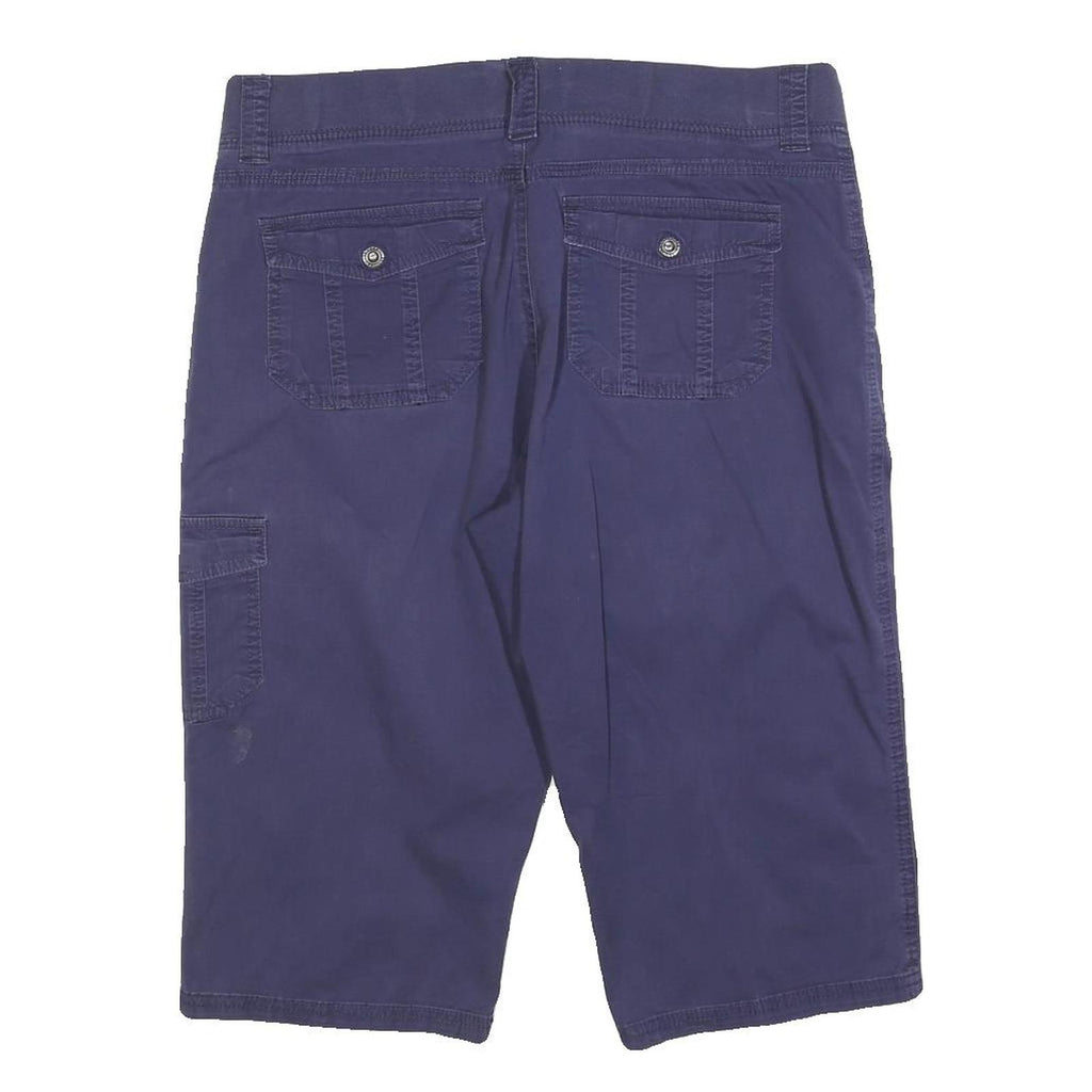 LEE Womens Cotton Blend Navy Blue Cargo Shorts L W34 Easy Fit Casual Pocketed