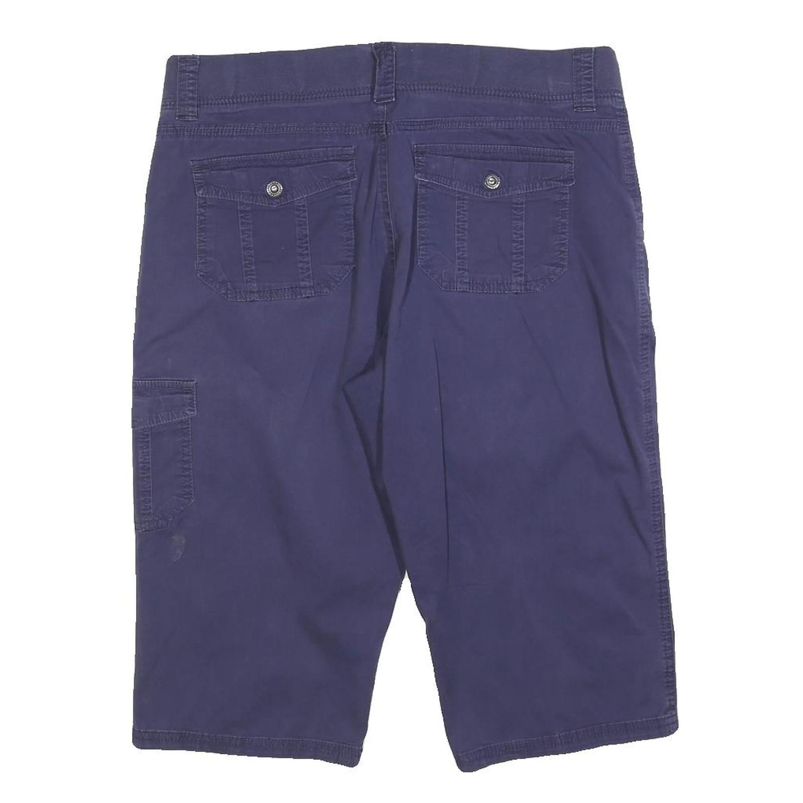 LEE Womens Cotton Blend Navy Blue Cargo Shorts L W34 Easy Fit Casual Pocketed
