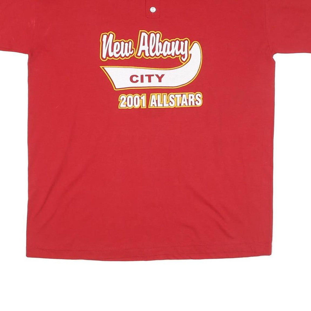 RUSSELL ATHLETIC Mens Red New Albany City 2001 Allstars Graphic T-Shirt XL Short
