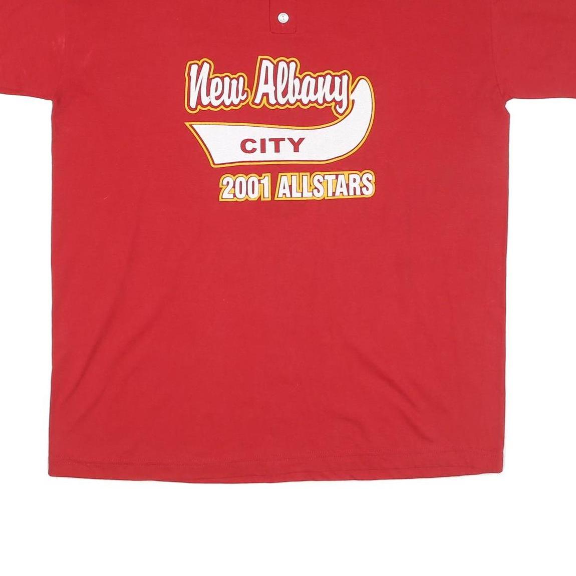 RUSSELL ATHLETIC Mens Red New Albany City 2001 Allstars Graphic T-Shirt XL Short