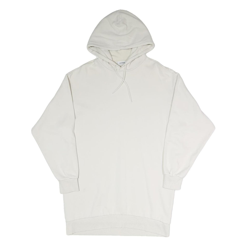 WEEKDAY Womens White Hoodie Dress Cotton Blend Sweatshirt XS Casual Streetwear