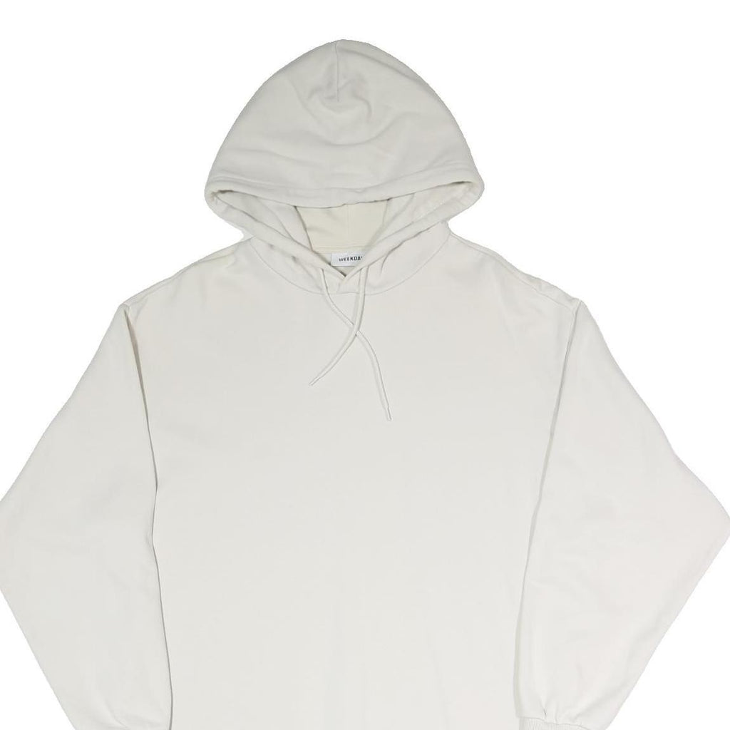 WEEKDAY Womens White Hoodie Dress Cotton Blend Sweatshirt XS Casual Streetwear