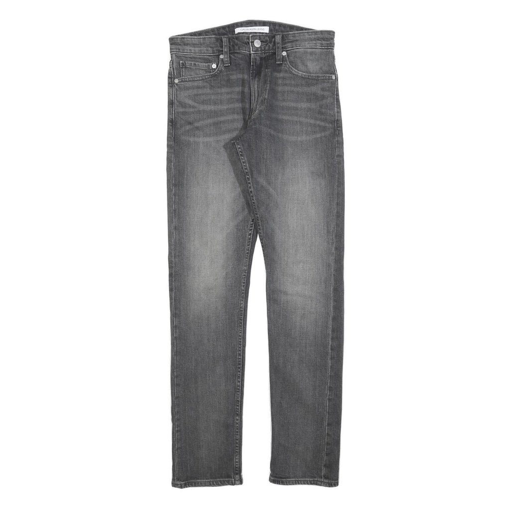 CALVIN KLEIN JEANS Mens Slim Grey Denim Raw W28 L32 Zip Classic Fit