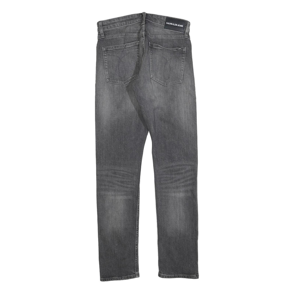 CALVIN KLEIN JEANS Mens Slim Grey Denim Raw W28 L32 Zip Classic Fit