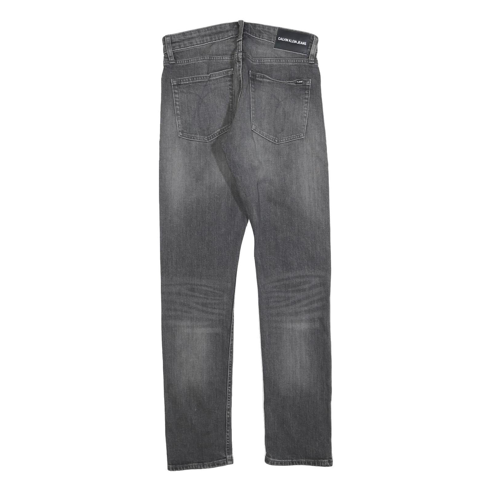 CALVIN KLEIN JEANS Mens Slim Grey Denim Raw W28 L32 Zip Classic Fit