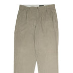 EDDIE BAUER Mens Classic Cotton Beige Zip Trousers W36 L34 Casual Easy Wear