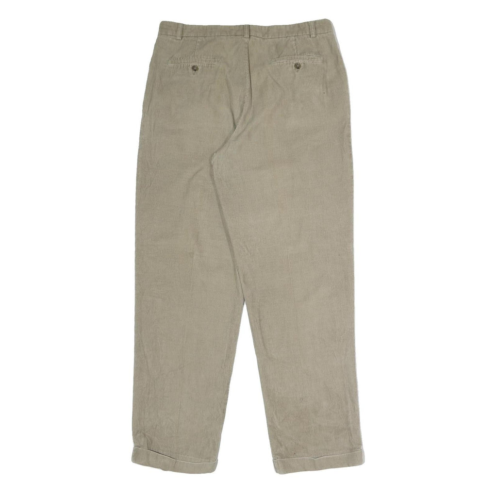 EDDIE BAUER Mens Classic Cotton Beige Zip Trousers W36 L34 Casual Easy Wear