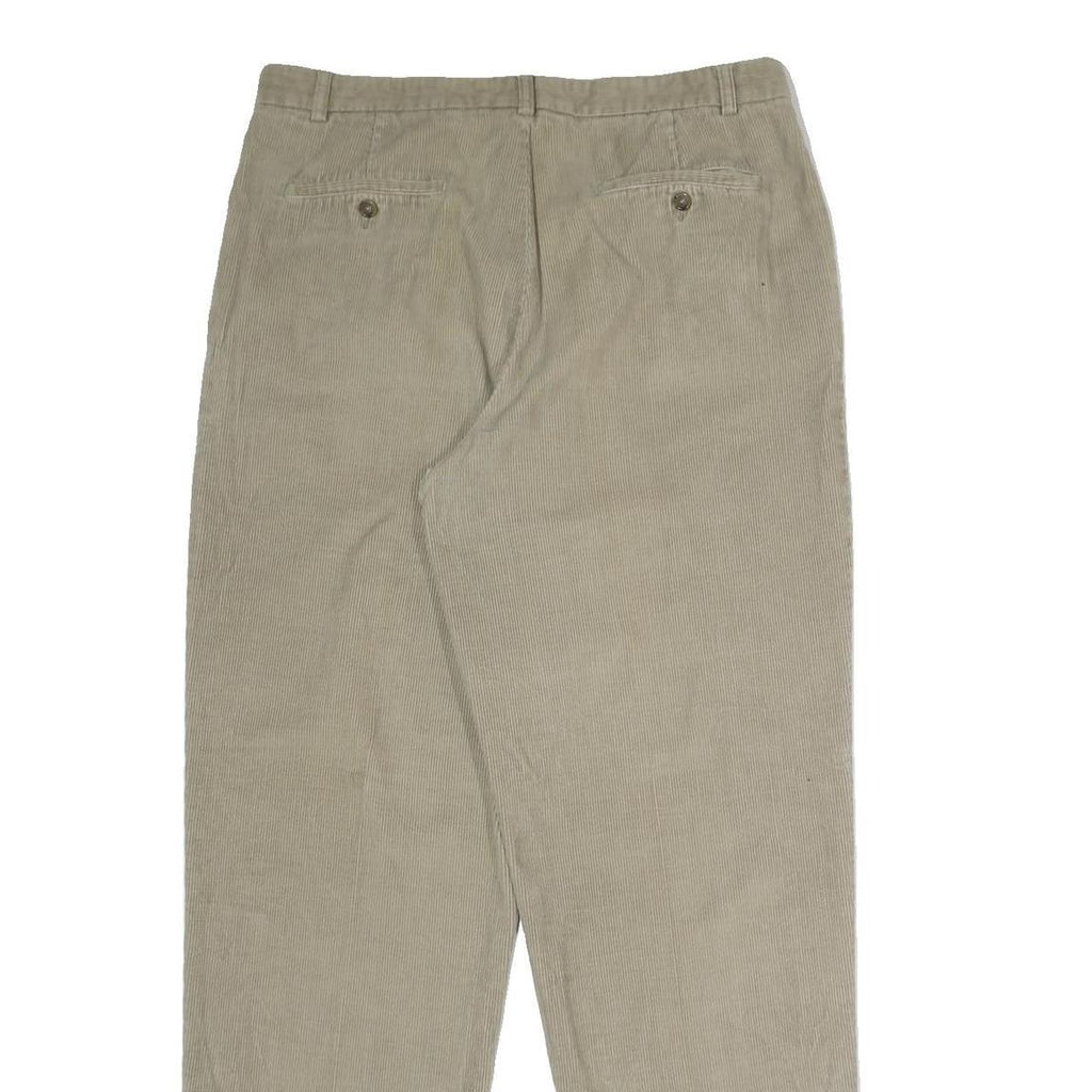 EDDIE BAUER Mens Classic Cotton Beige Zip Trousers W36 L34 Casual Easy Wear