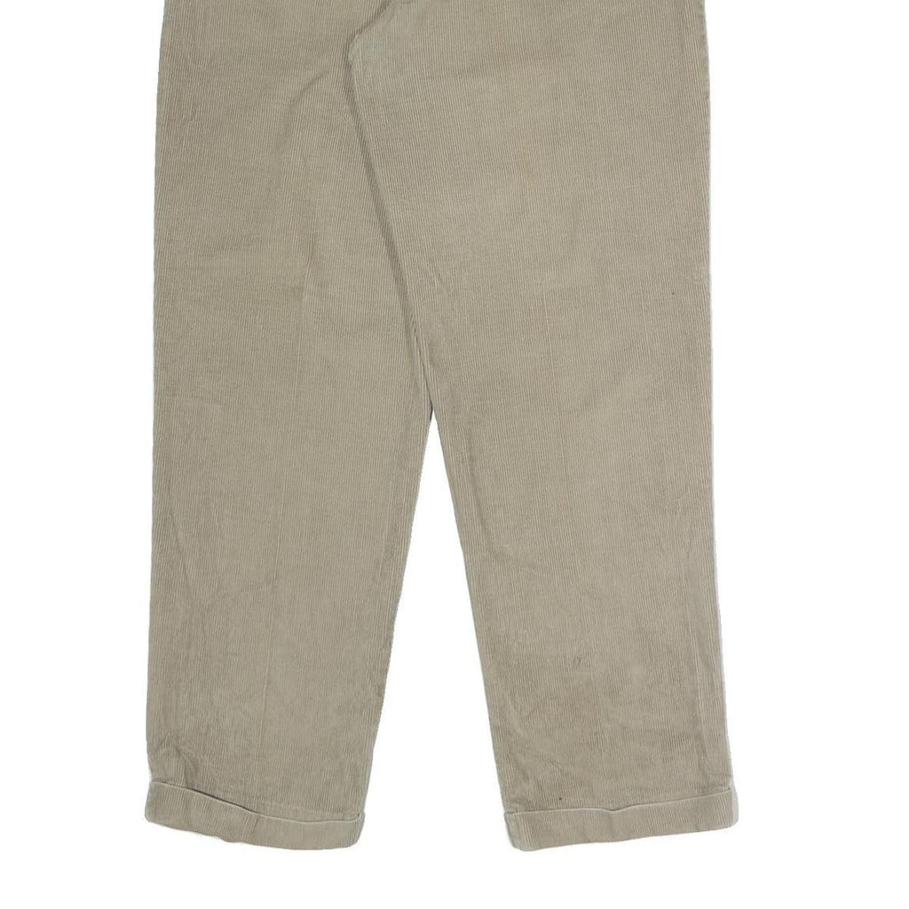 EDDIE BAUER Mens Classic Cotton Beige Zip Trousers W36 L34 Casual Easy Wear