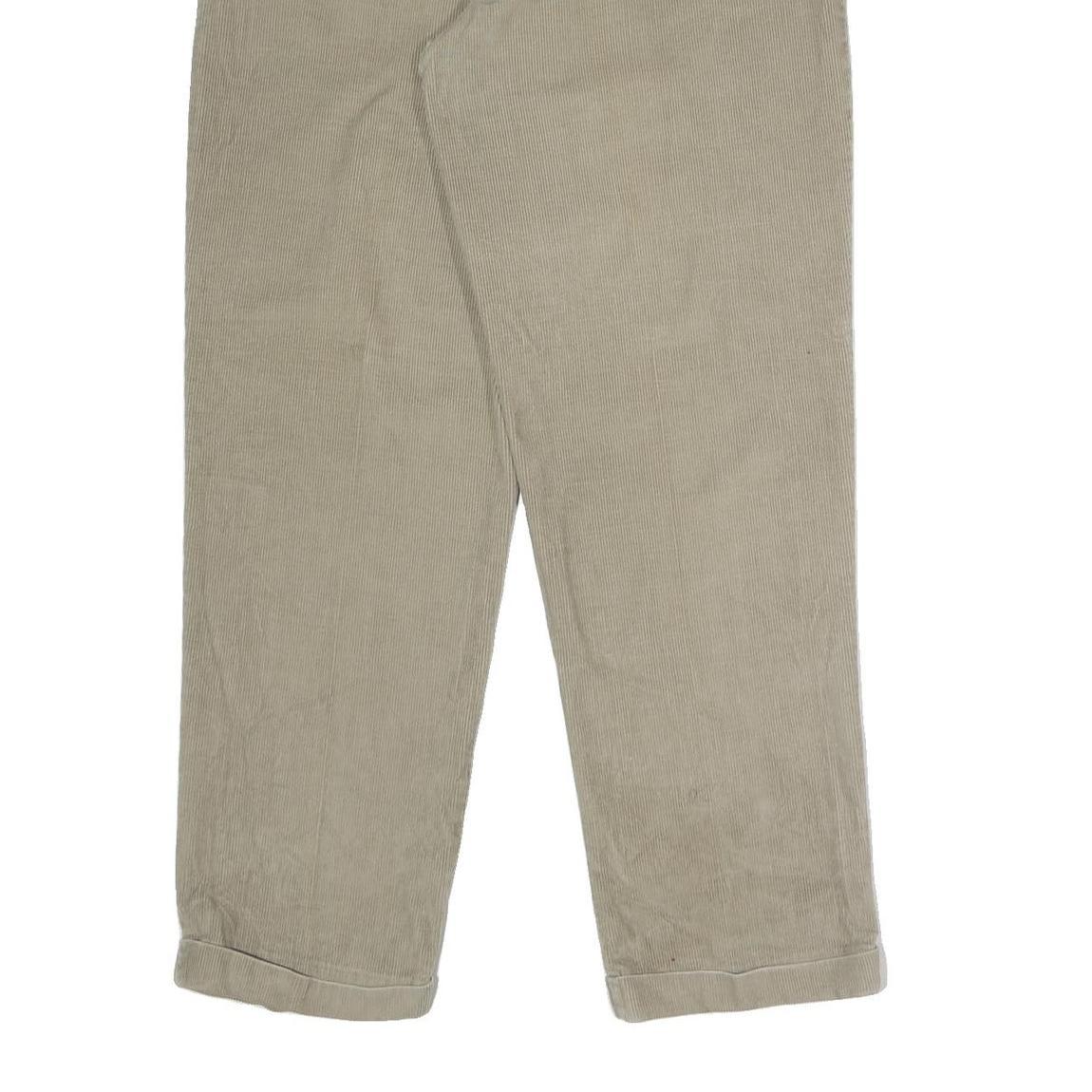 EDDIE BAUER Mens Classic Cotton Beige Zip Trousers W36 L34 Casual Easy Wear