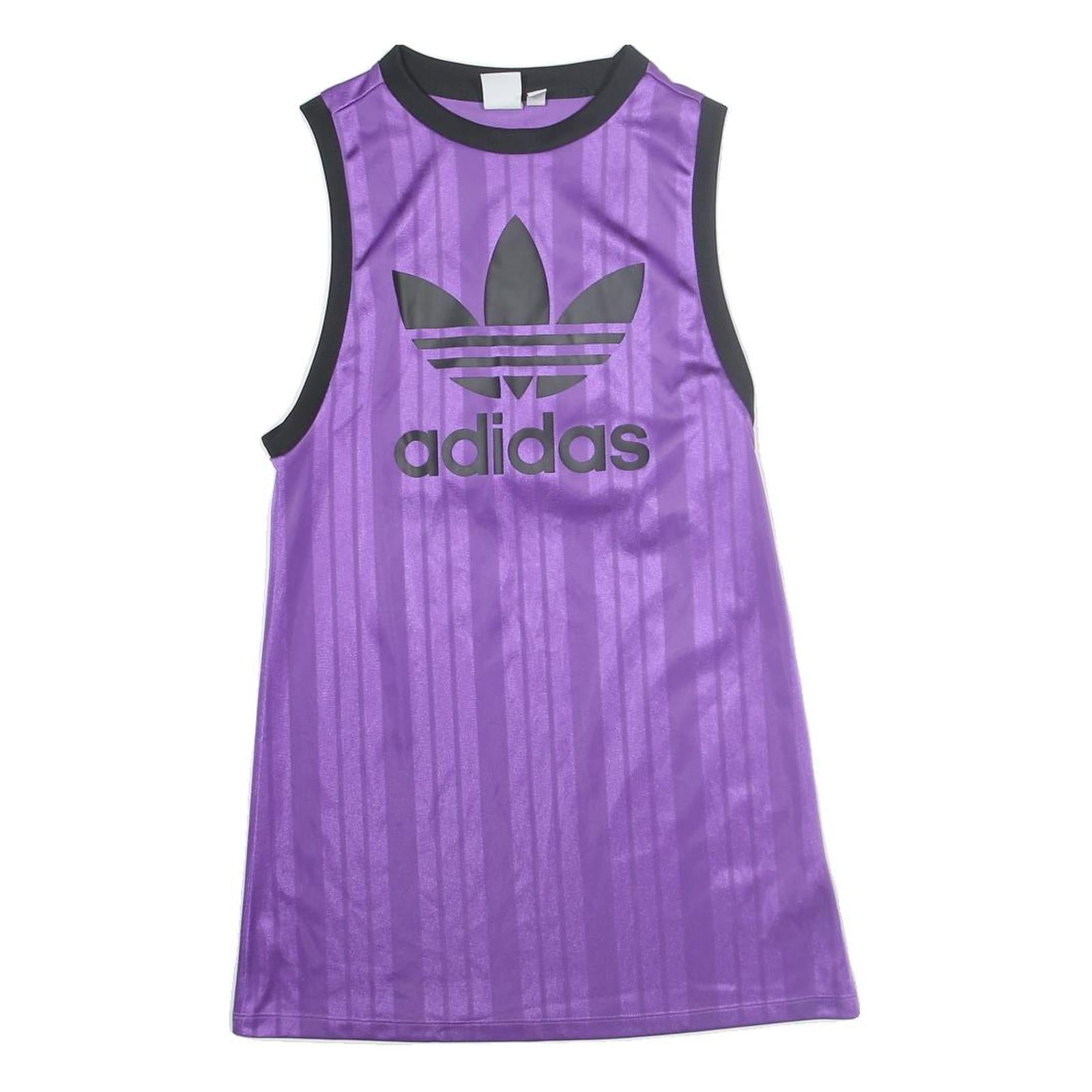 ADIDAS Womens Purple Cotton Blend Sleeveless Dress UK 6 Sports Logo Casual
