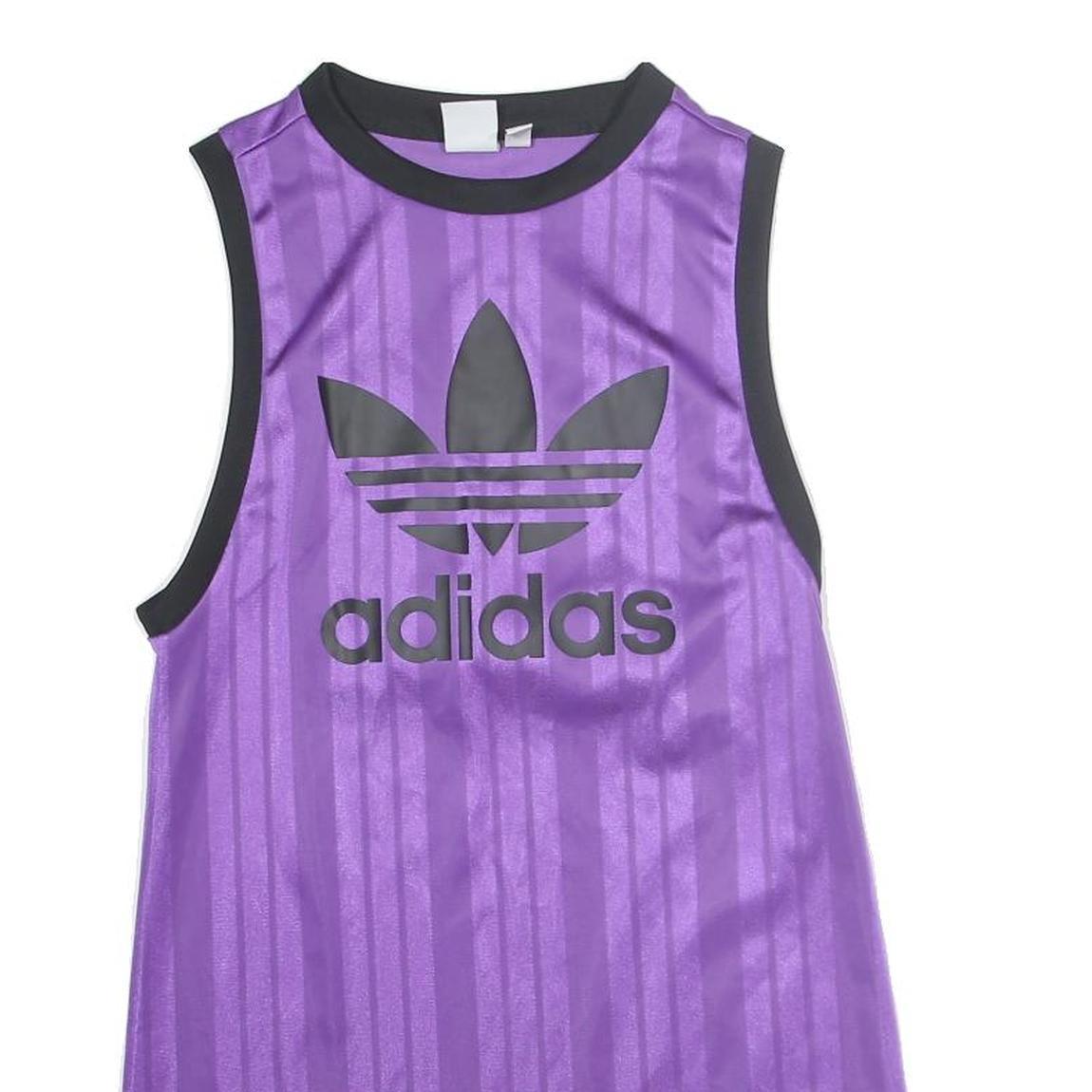 ADIDAS Womens Purple Cotton Blend Sleeveless Dress UK 6 Sports Logo Casual