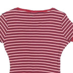 GUESS Womens Red & White Striped Graphic T-Shirt M Short Sleeve Scoop Neck