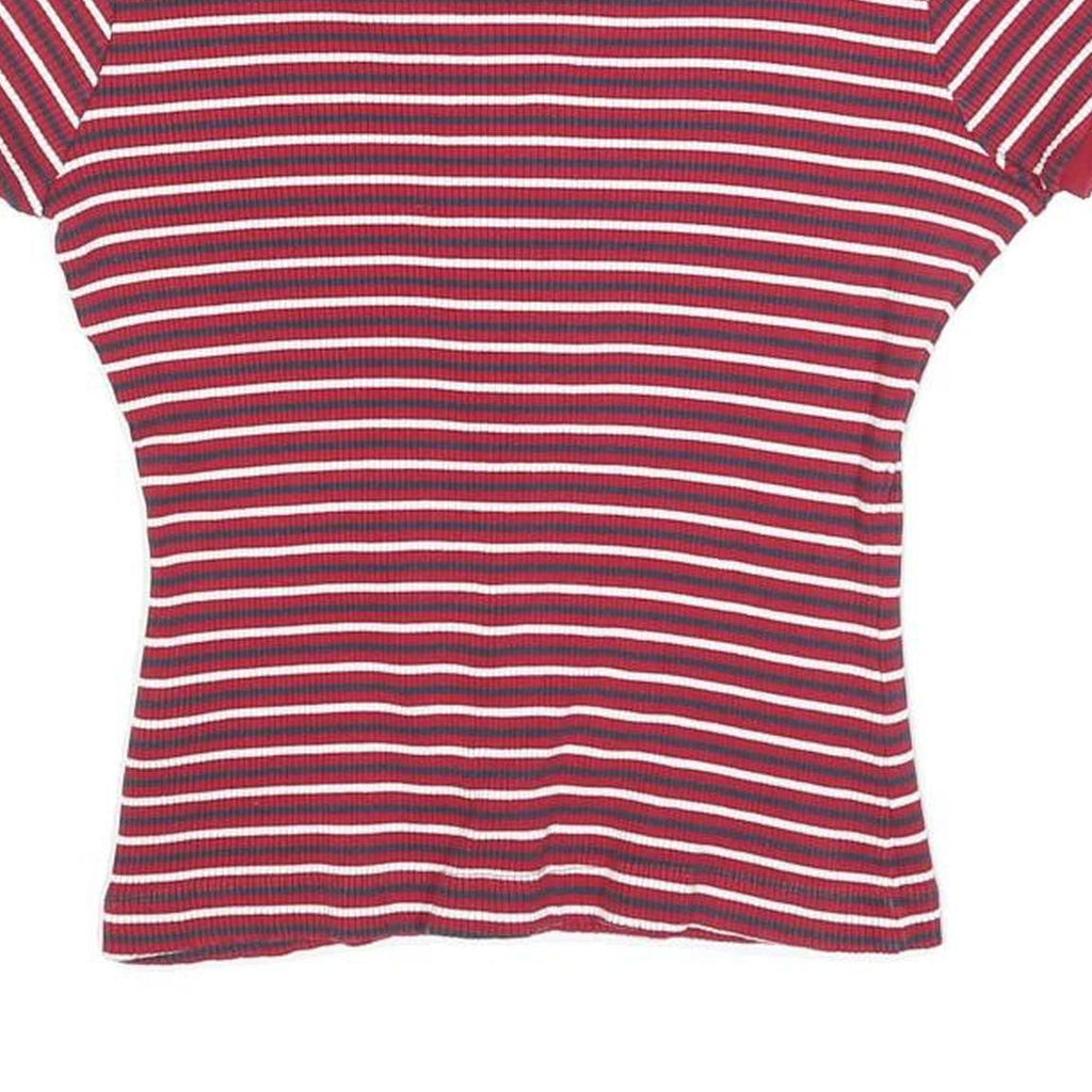 GUESS Womens Red & White Striped Graphic T-Shirt M Short Sleeve Scoop Neck
