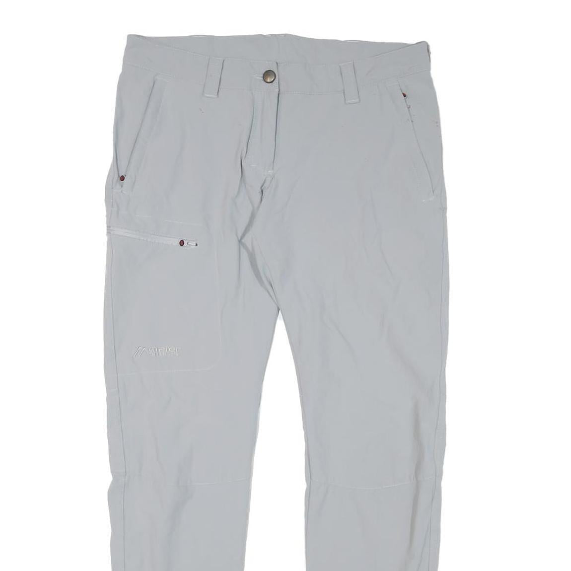 MAIER Womens Polyester Blend Light Grey Slim Straight Trousers W31 L28 Outdoor