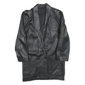 Womens Black Leather Button Jacket S Woven Classic Plain Stylish Comfort