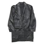 Womens Black Leather Button Jacket S Woven Classic Plain Stylish Comfort