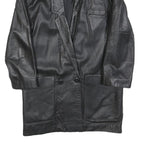 Womens Black Leather Button Jacket S Woven Classic Plain Stylish Comfort