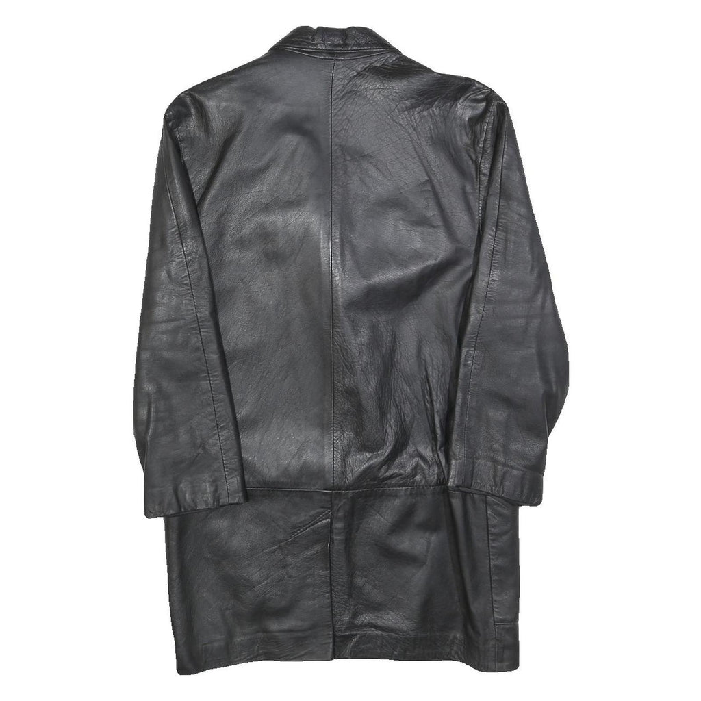 Womens Black Leather Button Jacket S Woven Classic Plain Stylish Comfort