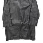 Womens Black Leather Button Jacket S Woven Classic Plain Stylish Comfort