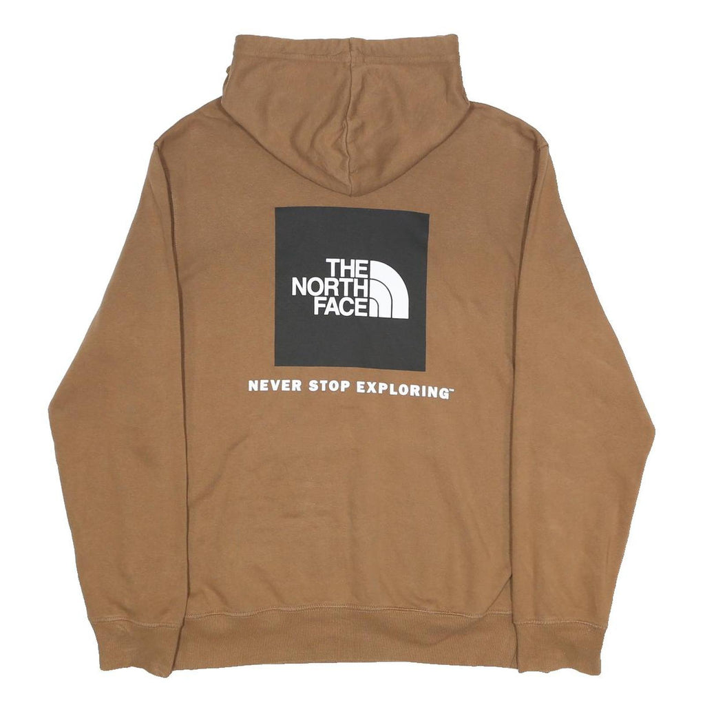 THE NORTH FACE Mens Brown Hoodie L Cotton Blend Logo Pullover Hooded Sweatshirt