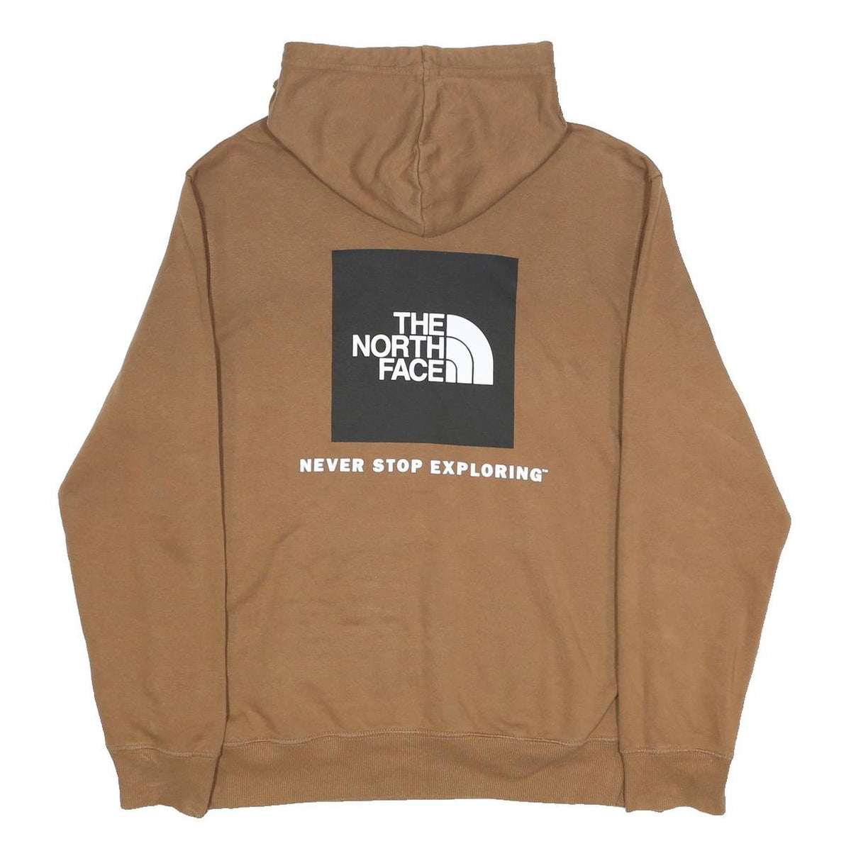 THE NORTH FACE Mens Brown Hoodie L Cotton Blend Logo Pullover Hooded Sweatshirt