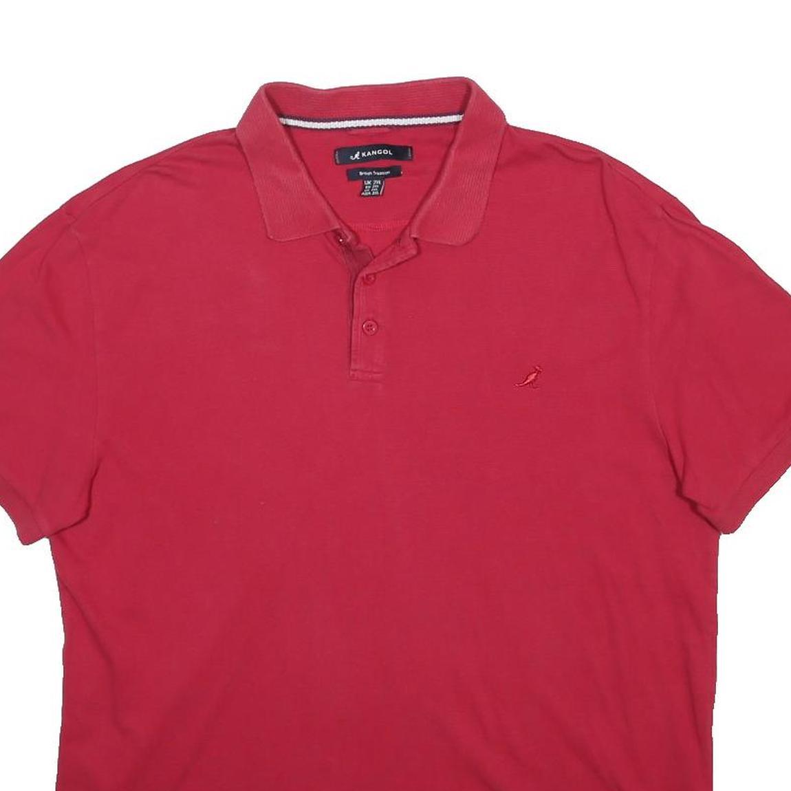 KANGOL Mens Red Cotton Blend Short Sleeve Polo Shirt 2XL Basic Casual Wear