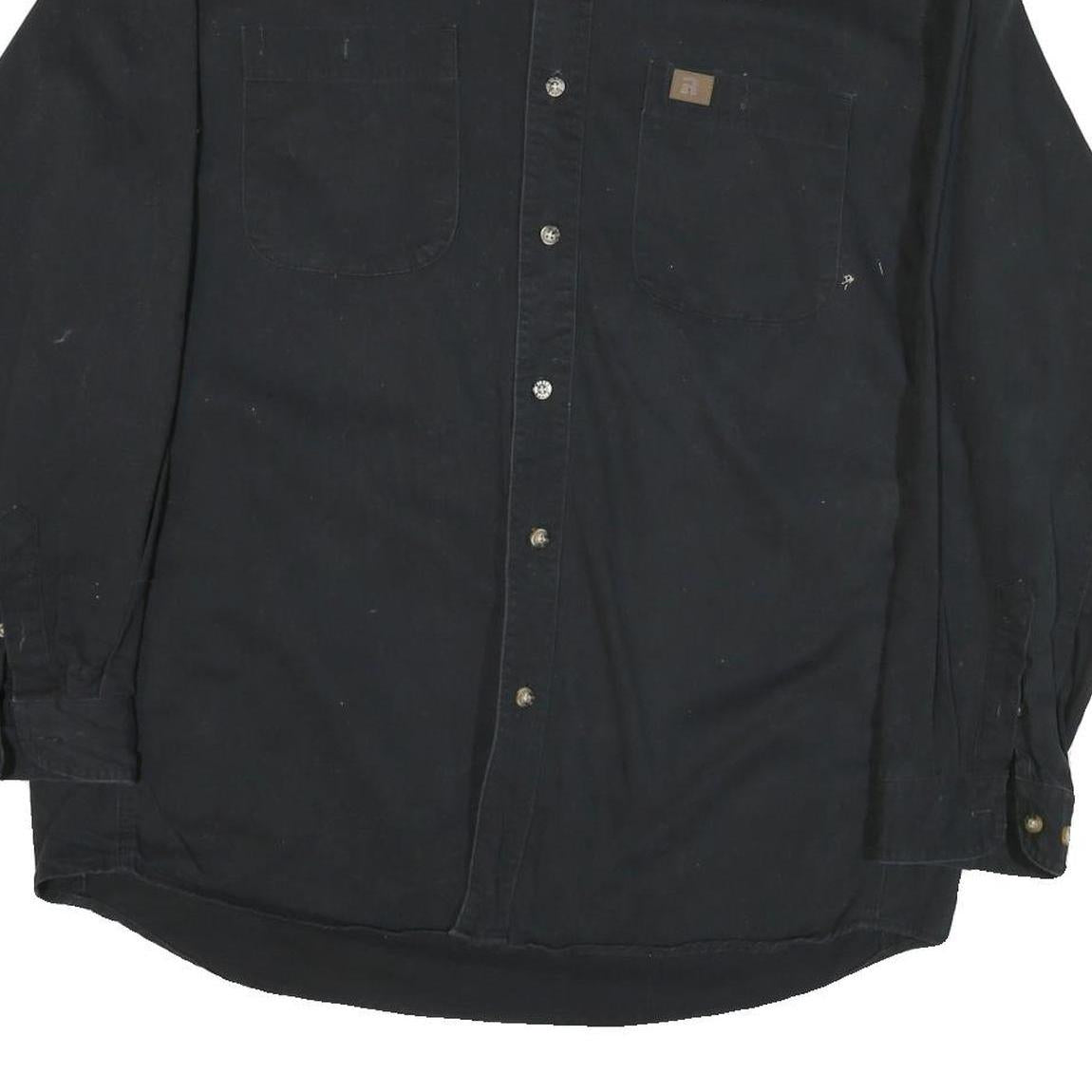 WRANGLER Mens Black Cotton Blend Shirt L Button-Down Casual Long Sleeve
