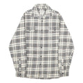 JACHS Mens White & Grey Check Shirt M Button Pocket Casual Cotton Long Sleeve