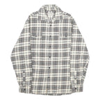 JACHS Mens White & Grey Check Shirt M Button Pocket Casual Cotton Long Sleeve