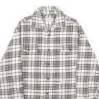 JACHS Mens White & Grey Check Shirt M Button Pocket Casual Cotton Long Sleeve