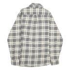 JACHS Mens White & Grey Check Shirt M Button Pocket Casual Cotton Long Sleeve