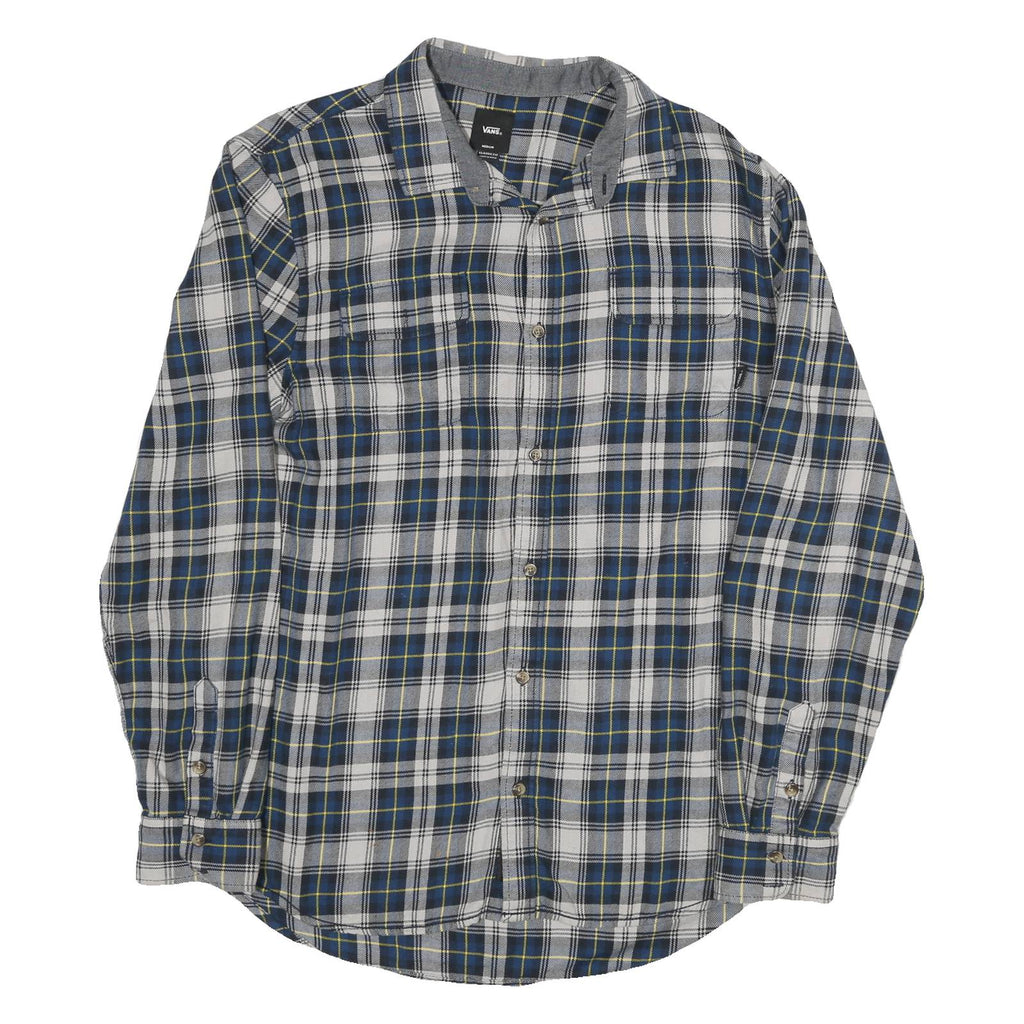 VANS Mens Blue White & Yellow Checked Shirt M Casual Cotton Blend Long Sleeve