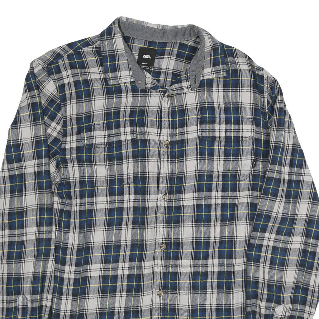 VANS Mens Blue White & Yellow Checked Shirt M Casual Cotton Blend Long Sleeve