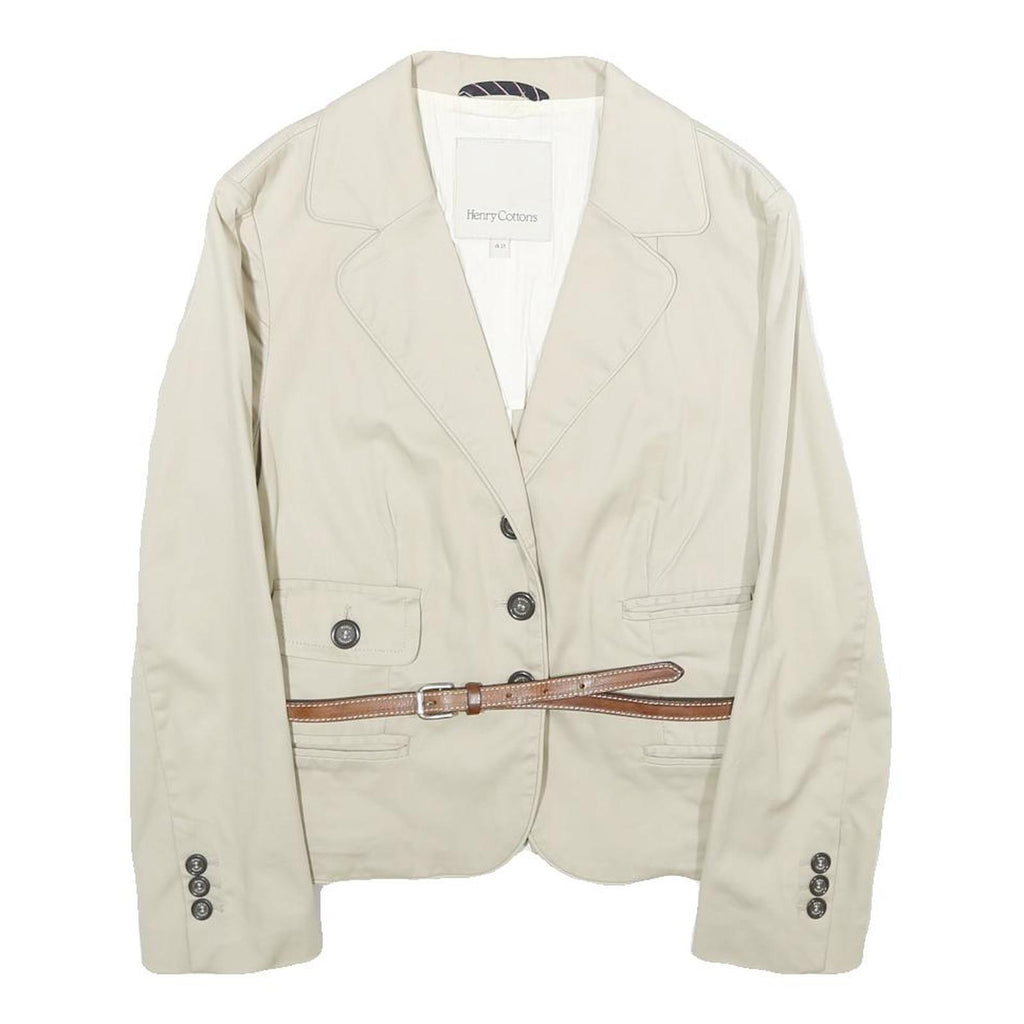HENRY COTTONS Womens Beige Cotton Blend Classic Jacket S Button Closure