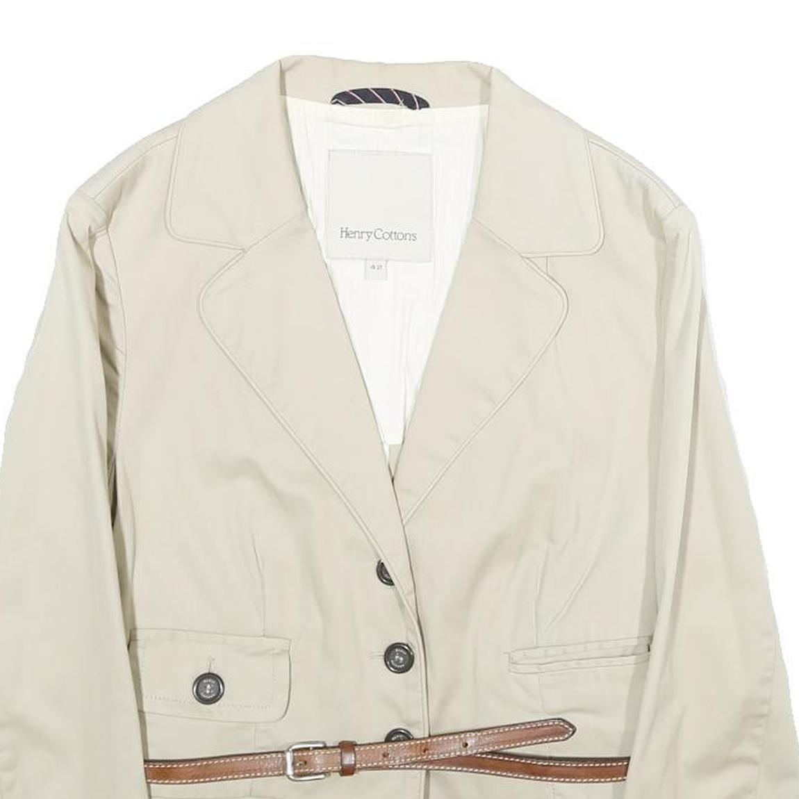 HENRY COTTONS Womens Beige Cotton Blend Classic Jacket S Button Closure