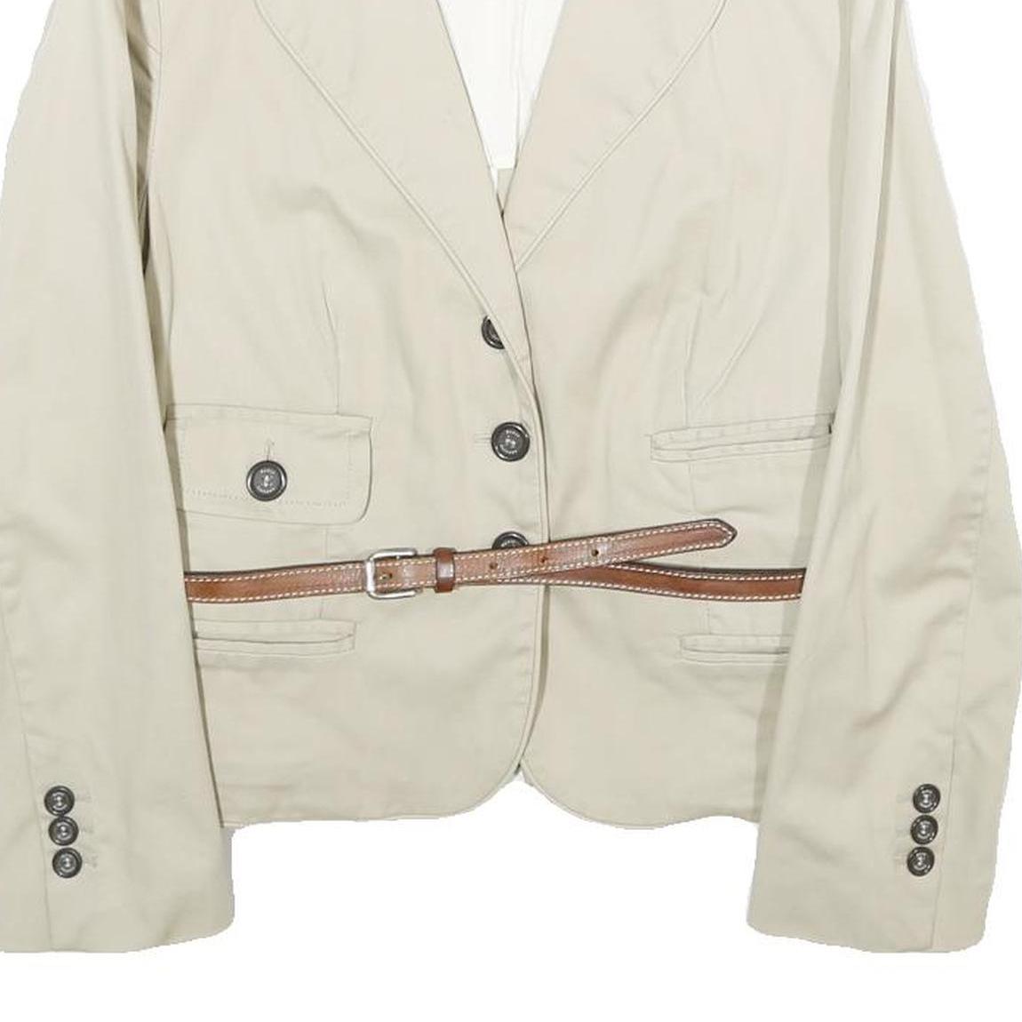 HENRY COTTONS Womens Beige Cotton Blend Classic Jacket S Button Closure