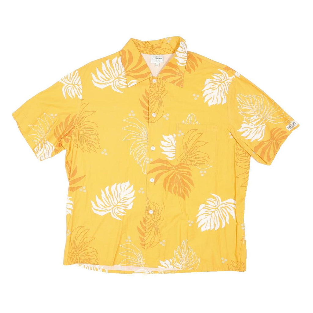 CALVIN KLEIN JEANS Mens Yellow & Orange Leaf Print Shirt XL Summer Casual