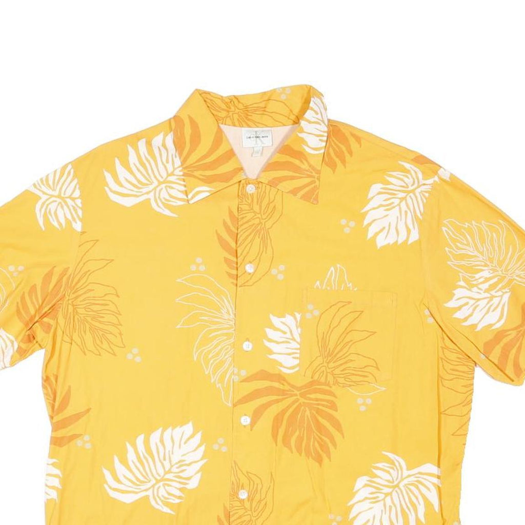 CALVIN KLEIN JEANS Mens Yellow & Orange Leaf Print Shirt XL Summer Casual