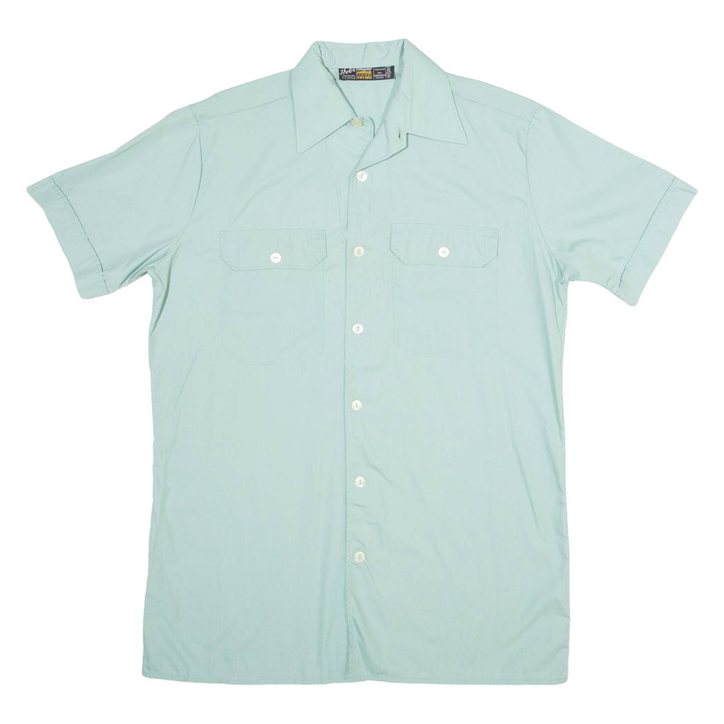 HOBI Mens Plain Shirt Green 90s M