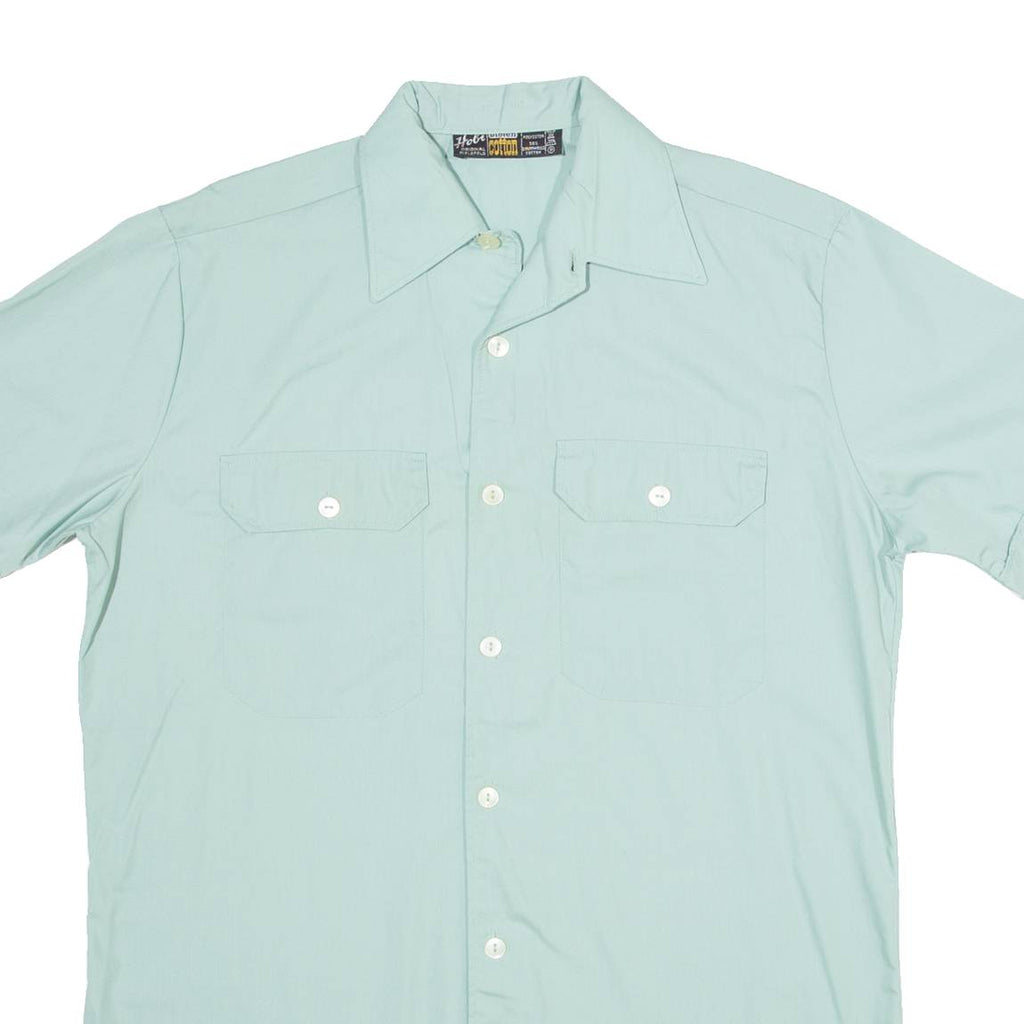 HOBI Mens Plain Shirt Green 90s M