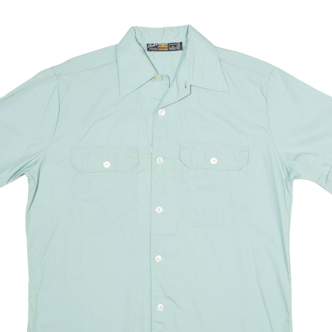 HOBI Mens Plain Shirt Green 90s M