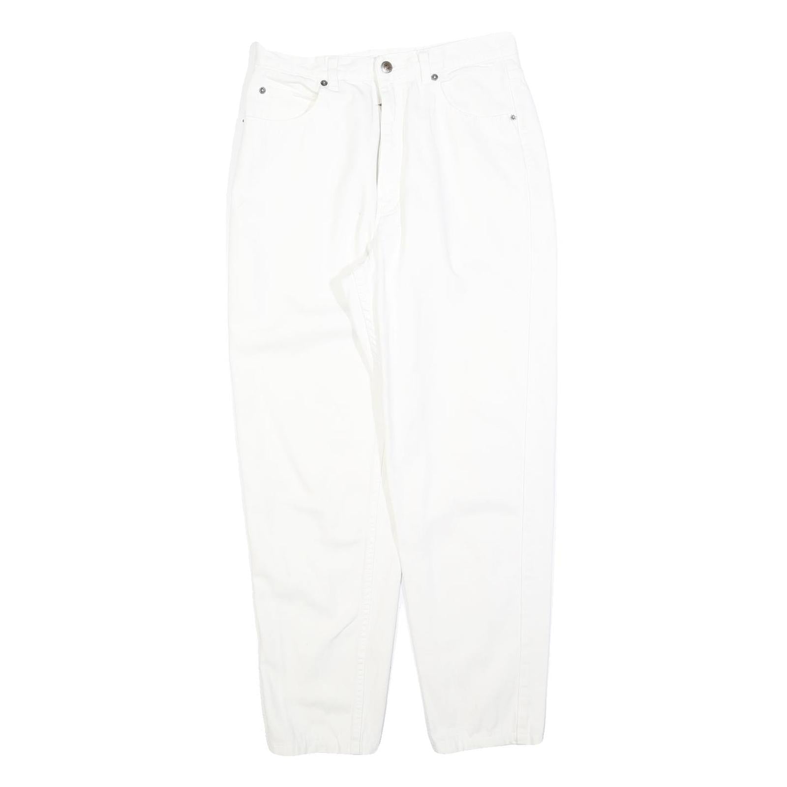 TEDDYS Womens Cotton Blend White Regular Fit Straight Leg Trousers W28 L28