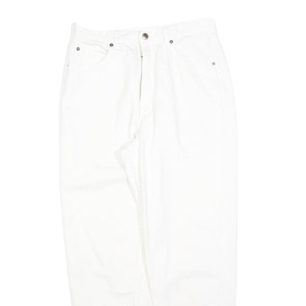 TEDDYS Womens Cotton Blend White Regular Fit Straight Leg Trousers W28 L28