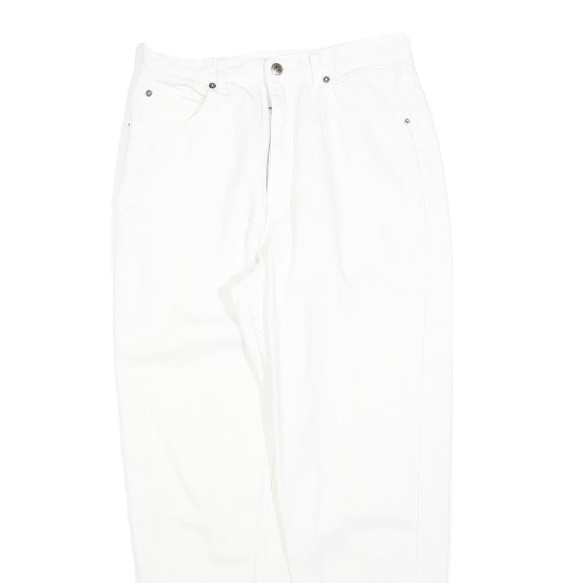 TEDDYS Womens Cotton Blend White Regular Fit Straight Leg Trousers W28 L28