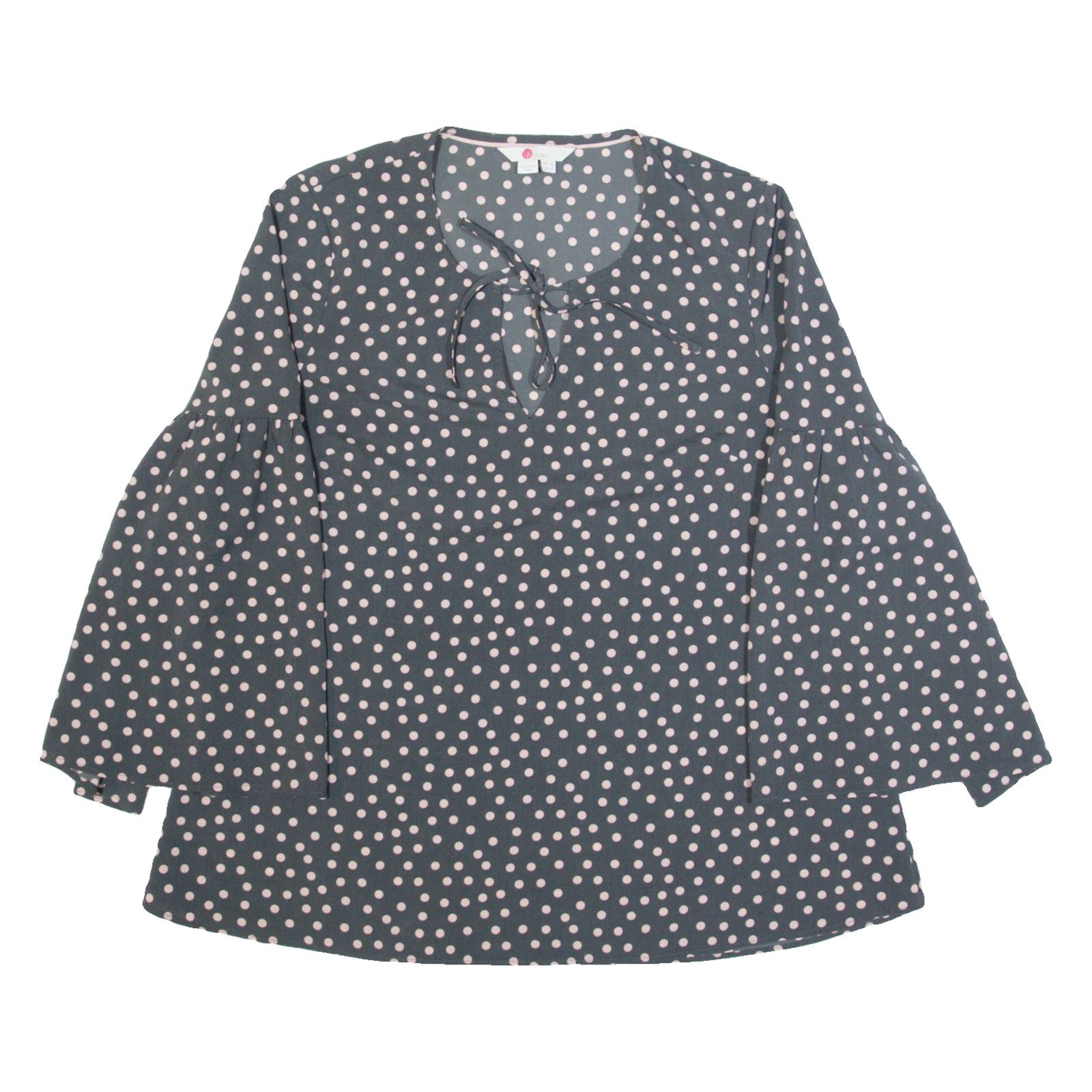 BODEN Womens Printed Blouse Grey Long Sleeve Polka Dot UK 8