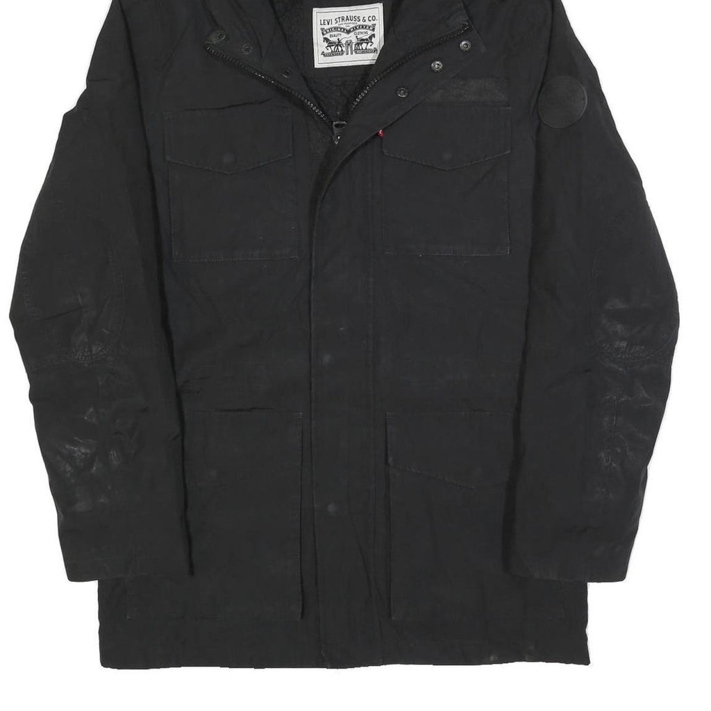 LEVI'S Mens Black Hooded Zip Jacket S Polyester Blend Casual Functional