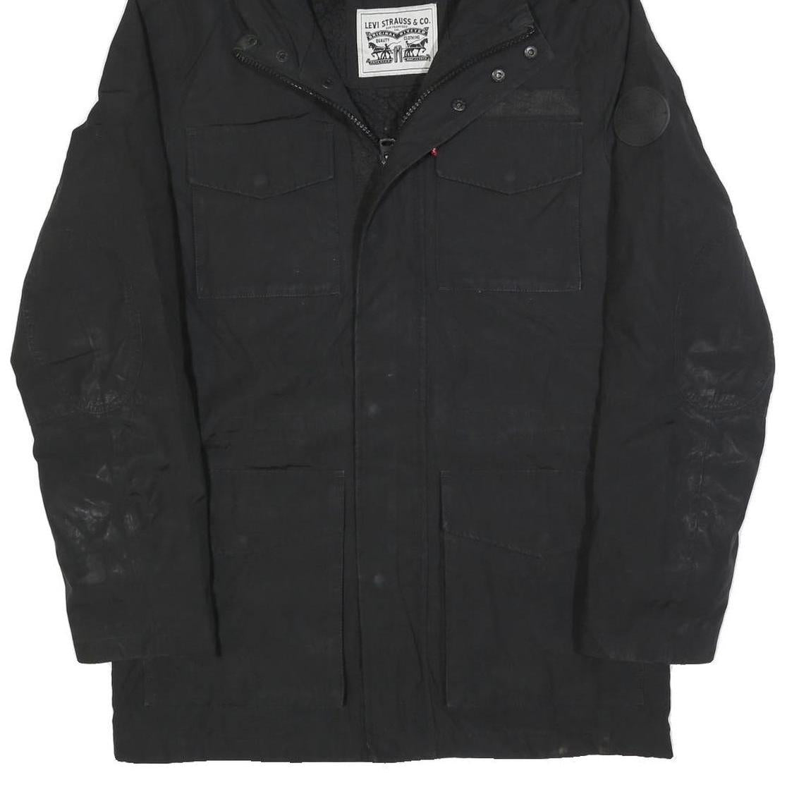 LEVI'S Mens Black Hooded Zip Jacket S Polyester Blend Casual Functional